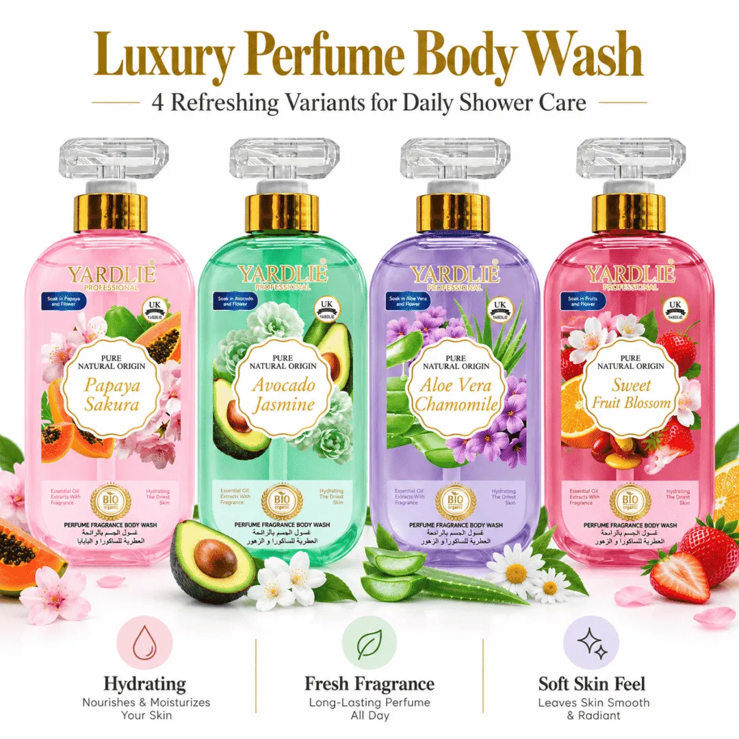 Yardlie Professional Perfume Fragrance Body Wash for Men & Women – Moisturizing Daily Shower Gel, 4 Assorted Random Variants in Pakistan