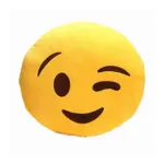Yellow Velvet Emoji Cushion